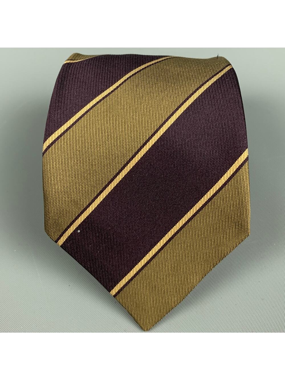 VINTAGE Purple Taupe Diagonal Stripe Tie